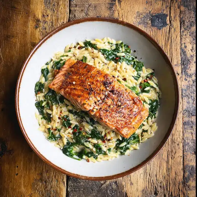 One Skillet Salmon with Lemon Orzo Recipe