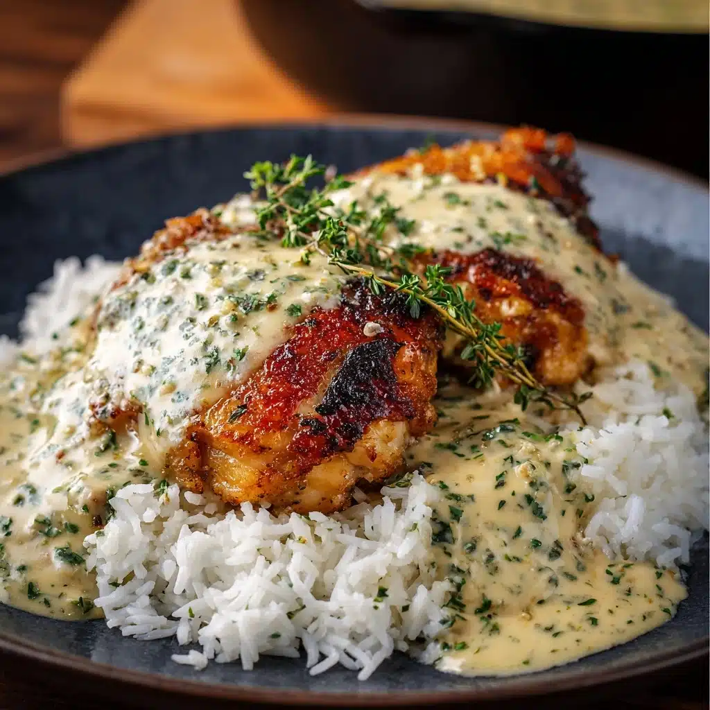 Creamy Smothered Chicken And Rice Recipe - Recipe Image