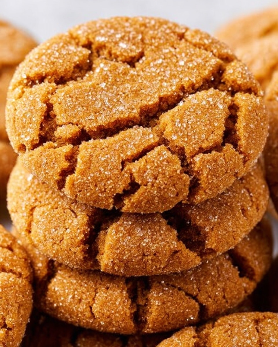 The image shows a close-up of a stack of round, golden-brown cookies. Each cookie has a rough, cracked surface with a grainy texture that suggests a sugary coating. The cookies appear slightly thick with a soft interior beneath the crispy outer layer, and the edges are well-baked with a slight crinkle. The cookies are closely packed together, filling the frame against a white marbled background. photo taken with an iphone --ar 4:5 --v 7