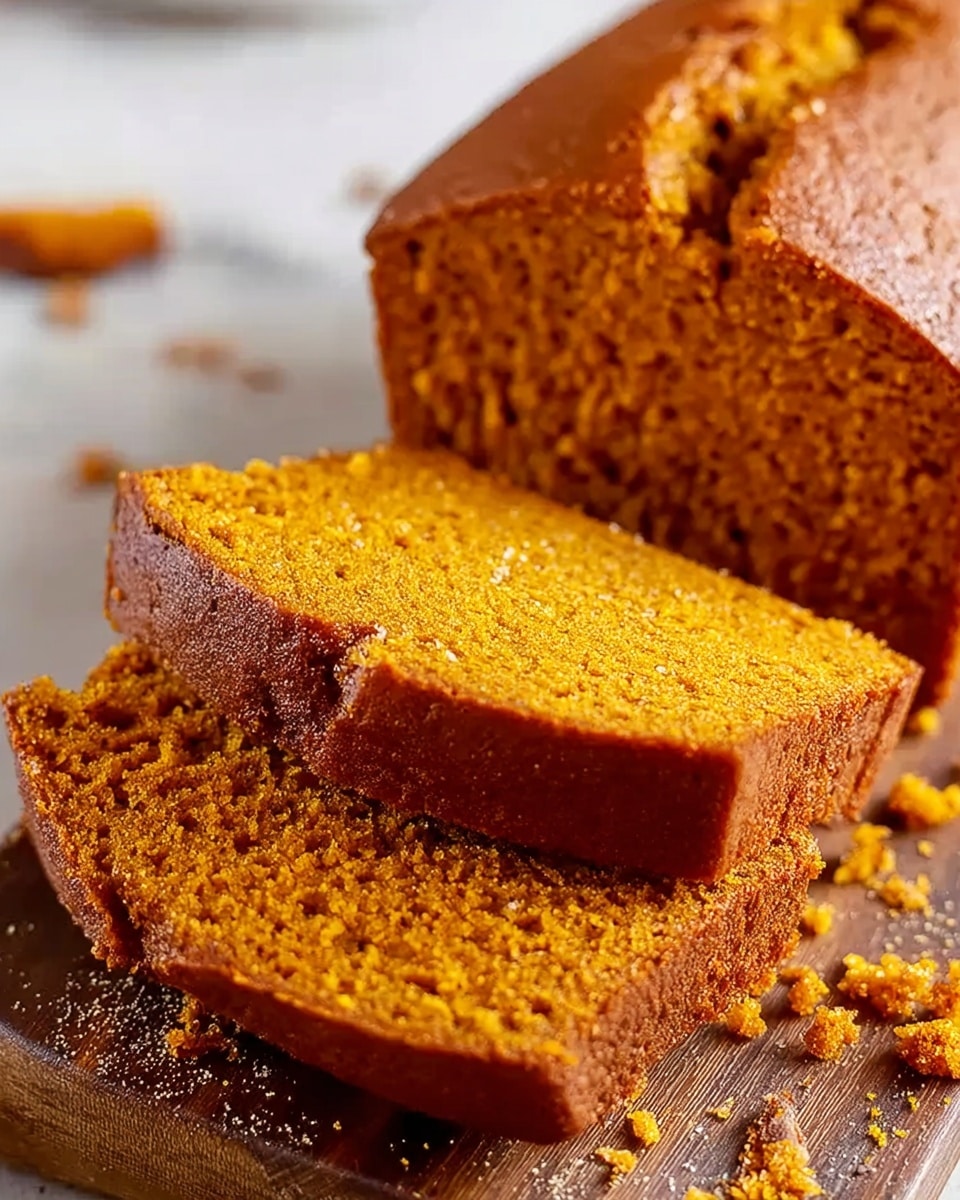 The image shows a loaf of golden brown bread with three slices cut and lying in front of the loaf. The bread has a soft, crumbly texture inside with a slightly darker, crisp crust on the outside. The surface the bread rests on has a white marbled texture, and there are some crumbs scattered around the slices, giving it a fresh and homemade feel. The lighting highlights the warm color and texture of the bread clearly. photo taken with an iphone --ar 4:5 --v 7