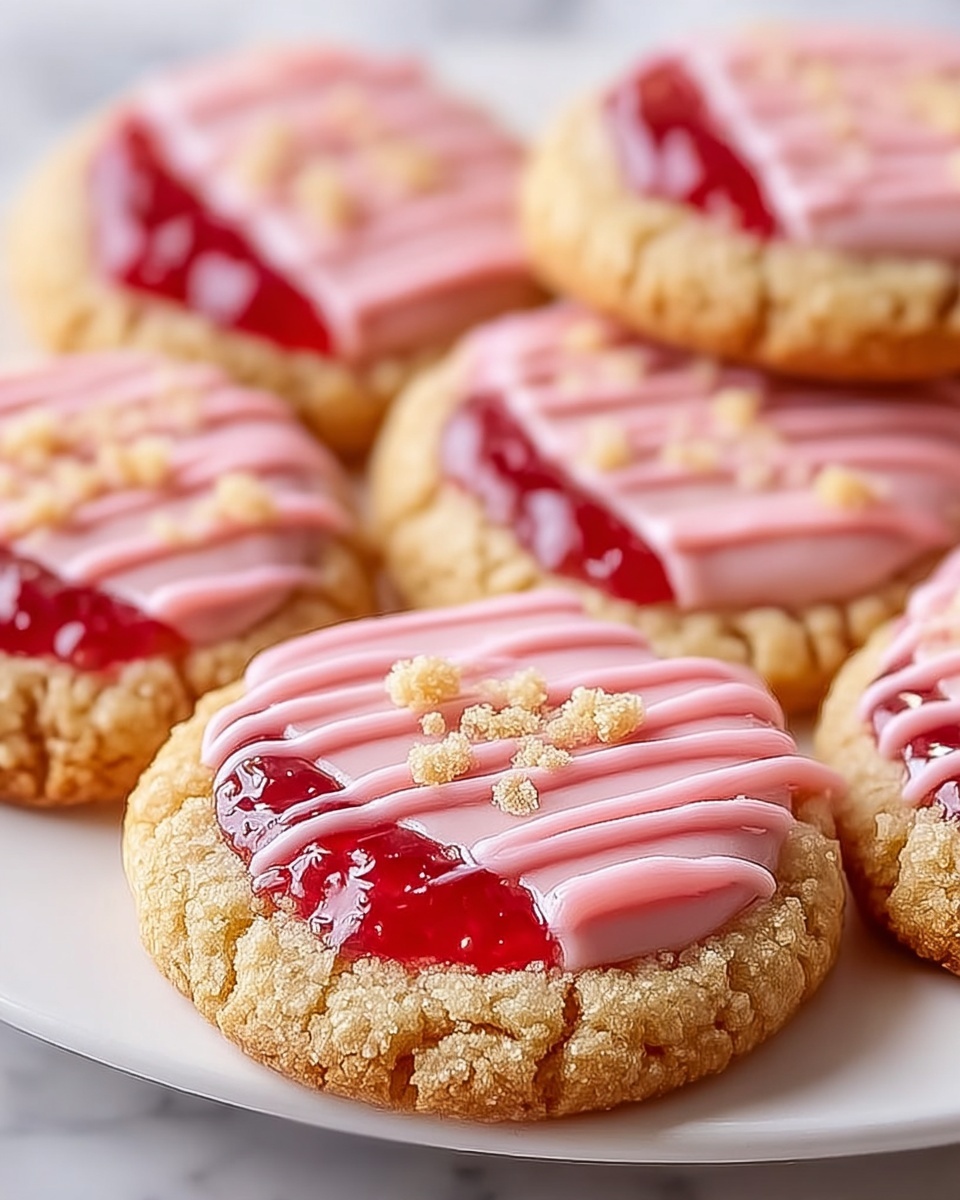 A white plate on a white marbled surface holds nine round red cookies, each topped with a smooth dollop of pale yellow cream in the center. The cookies have a textured, crumbly red outer layer that looks soft and slightly cracked, surrounding the creamy yellow middle, creating a striking contrast in color and texture. The arrangement is neat and evenly spaced, showing all the cookies clearly. photo taken with an iphone --ar 4:5 --v 7