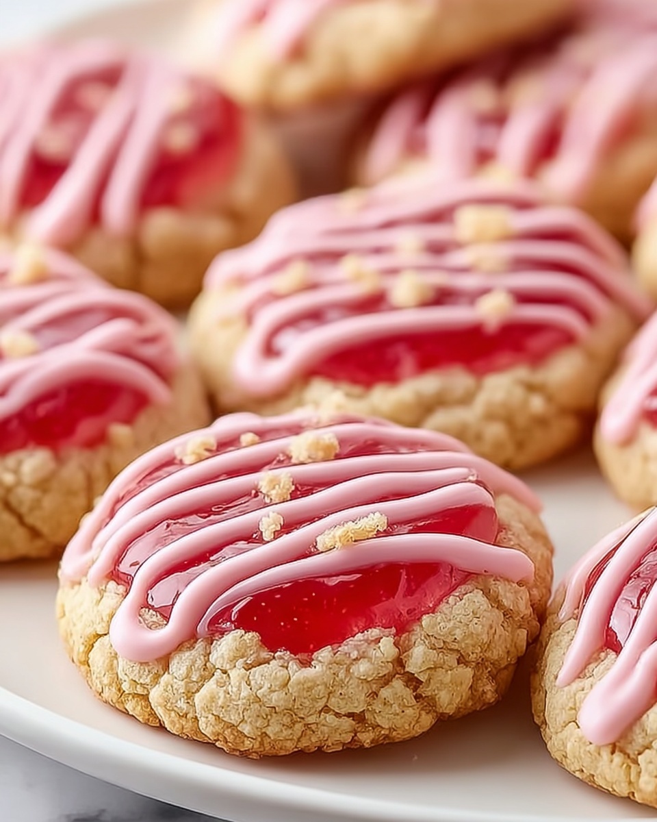 The image shows a white plate filled with round, red cookies, each topped with a circular white center. The cookies have a rough, crumbly texture on the outside, with a contrast between the deep red color and the smooth, creamy white topping. The cookies are arranged closely together, covering the whole plate. The background is a white marbled surface, softly blurred to keep the focus on the cookies. Photo taken with an iphone --ar 4:5 --v 7