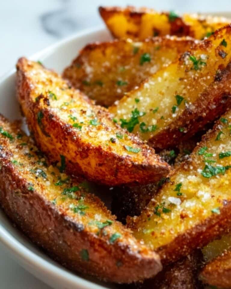 Baked Garlic Parmesan Potato Wedges Recipe