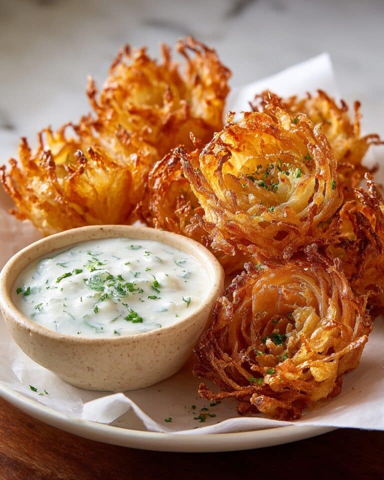 Crispy Mini Bloomin’ Onions with Creamy Buttermilk Ranch Dip Recipe