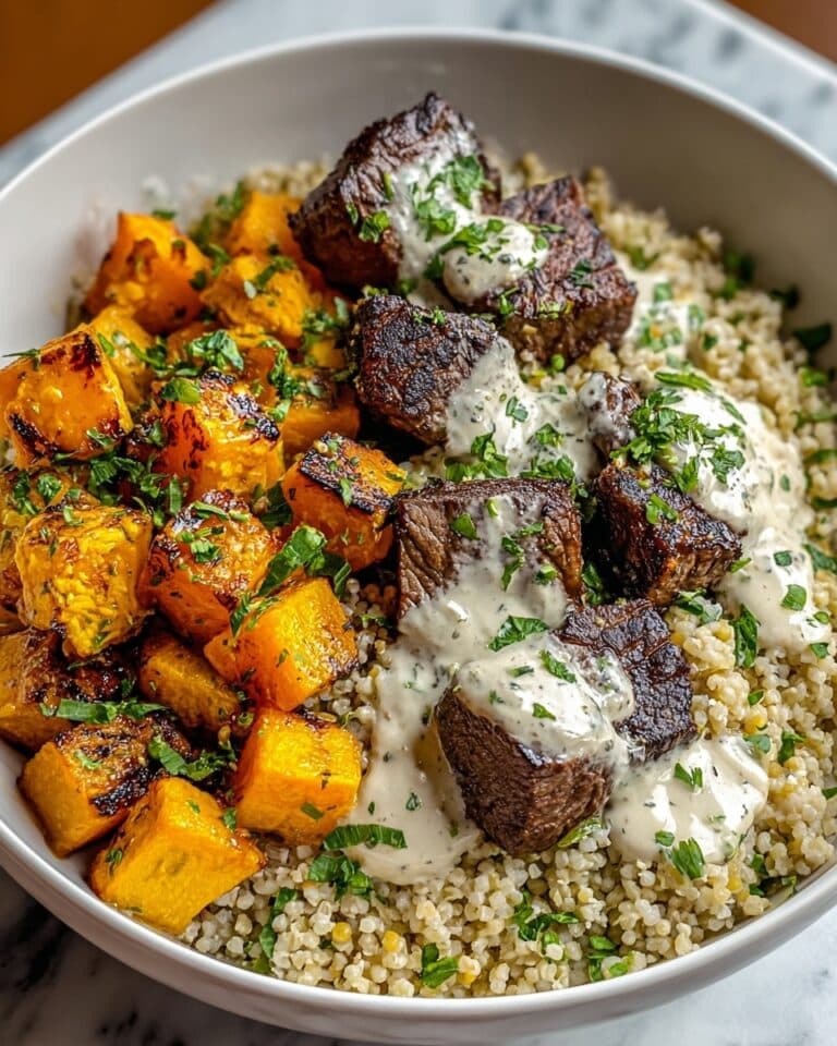 Savory Butternut Squash & Garlic Herb Steak Bowls Recipe