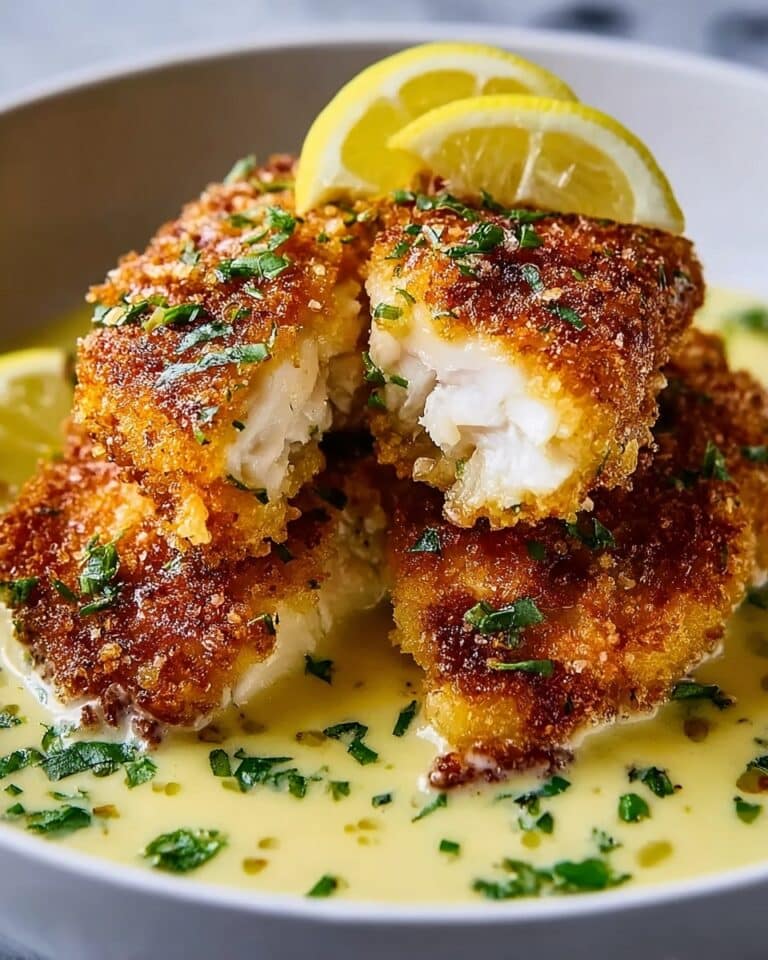 Lemon Pecorino Crusted Chicken with Creamy Lemon Sauce Recipe