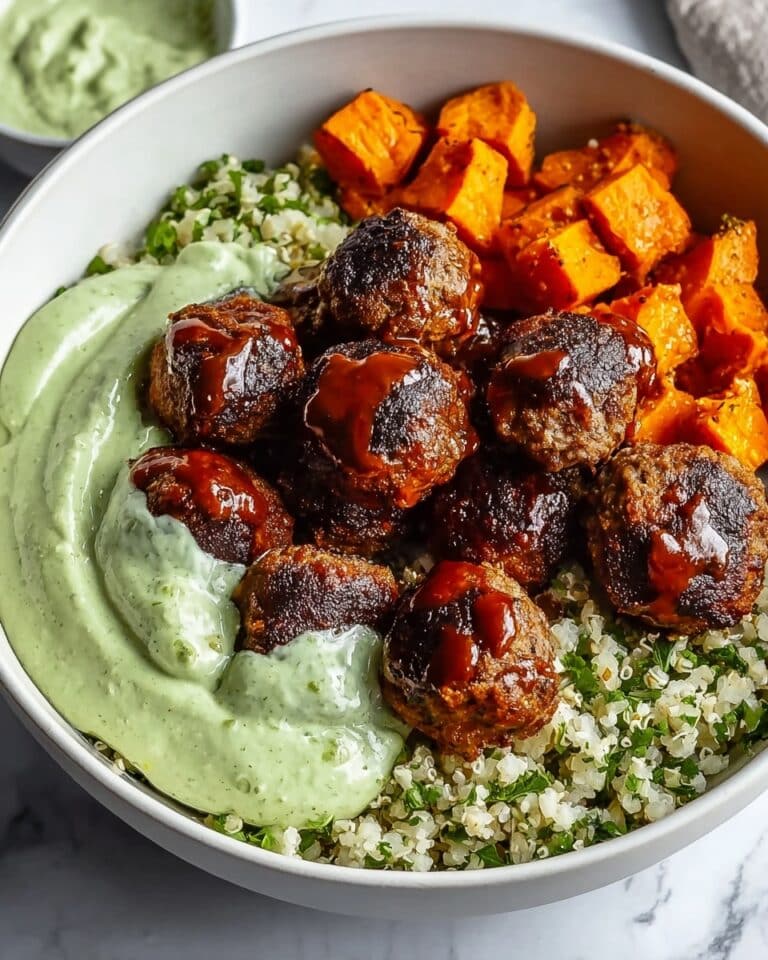 Ultimate Barbecue Meatball Bowls with Creamy Avocado Sauce Recipe