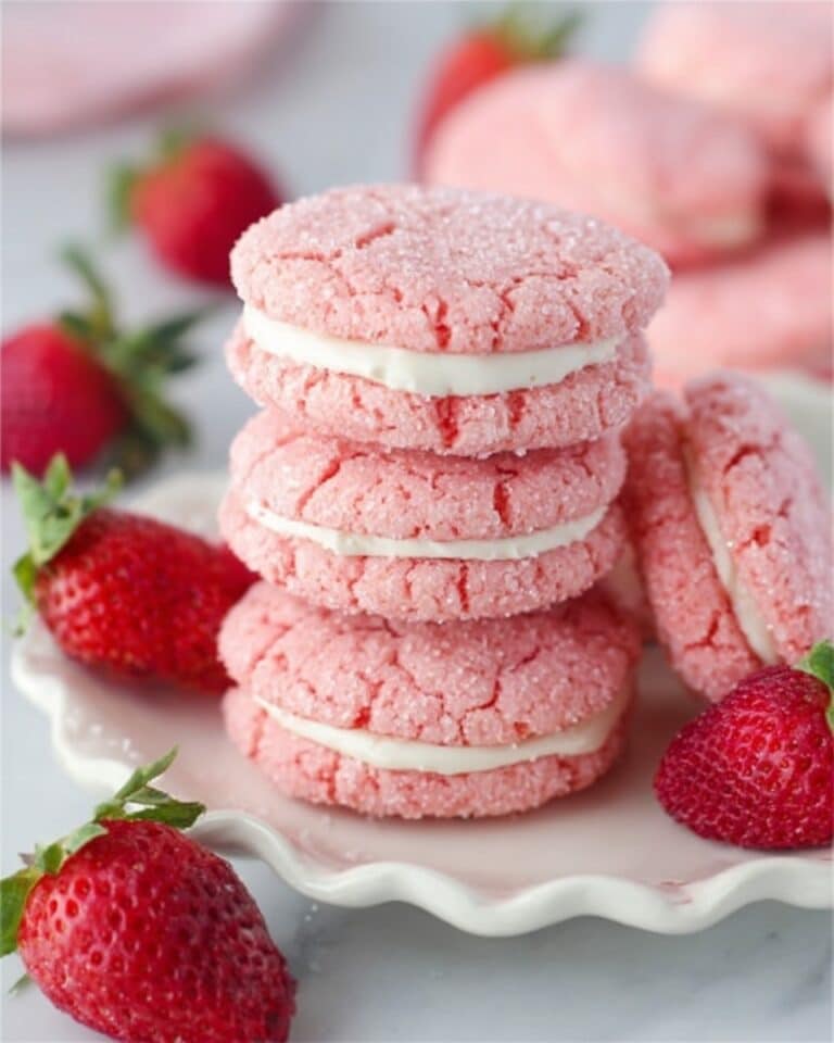 Soft Strawberry Cake Mix Sandwich Cookies Recipe