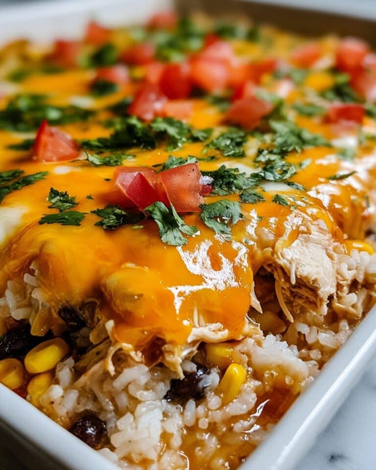 Cheesy Salsa Chicken and Rice Bake Recipe