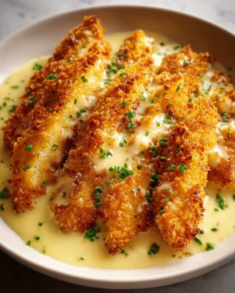 Parmesan Crusted Chicken with Creamy Garlic Sauce Recipe
