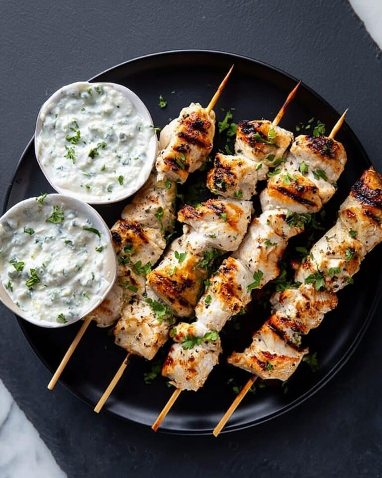 Greek Lemon Chicken Skewers with Tzatziki Sauce Recipe